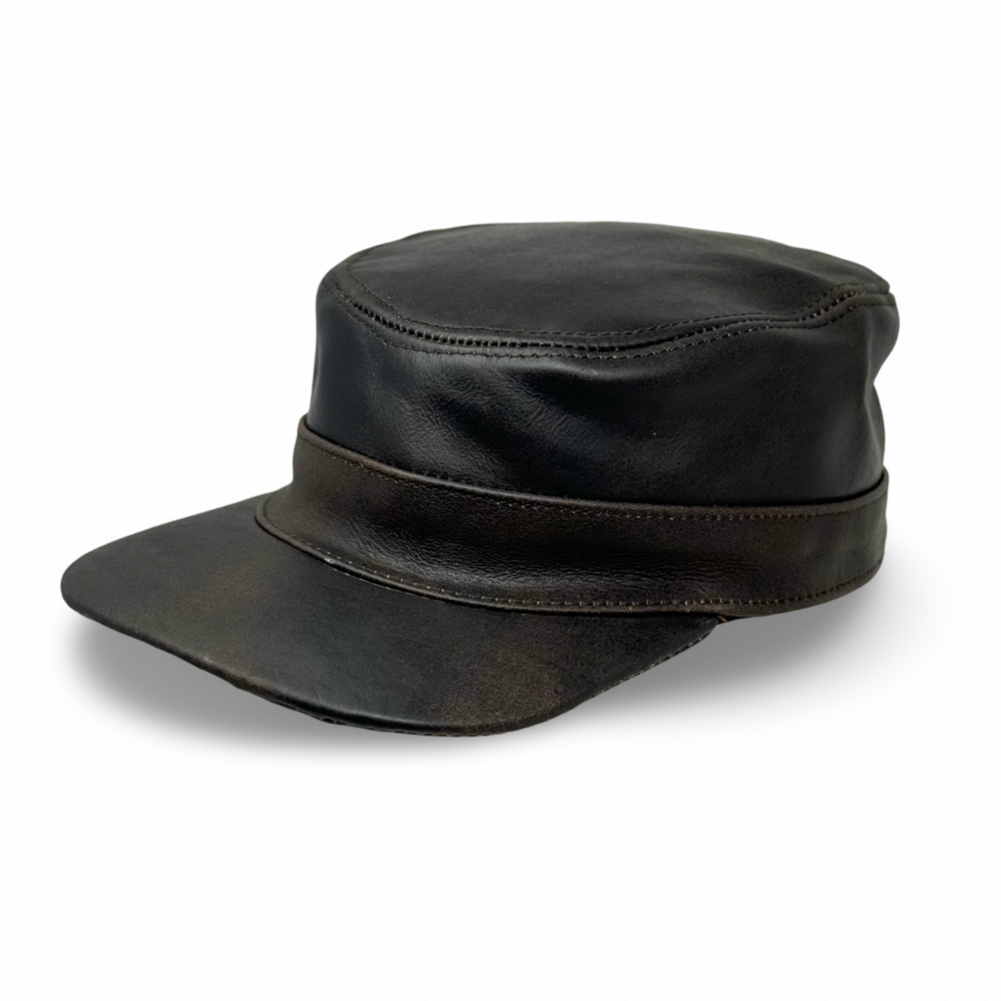 Herren Basecap Echt Leder Schildmütze Mützen Kappe Baseball Cap Dunkelbraun