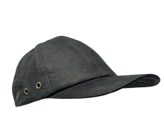 Baseball Cap Leder Outdoor Biker Kappe Lederkappe Unisex Schwarz Nubukleder