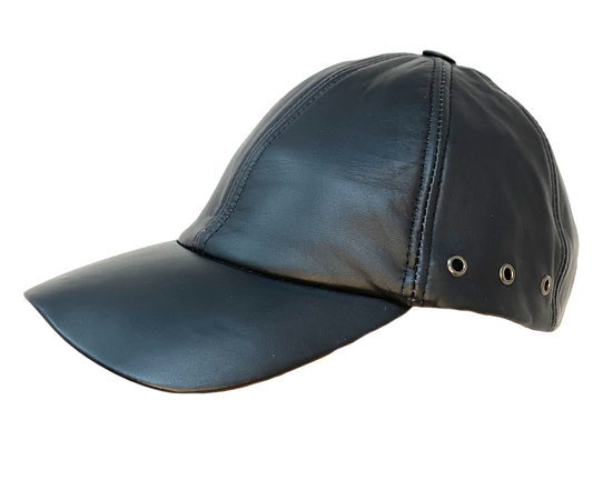 Baseball Cap Leder Outdoor Biker Kappe Lederkappe Käppi Unisex Schwarz