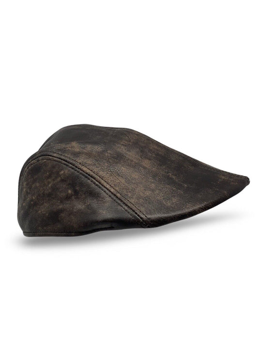 Herren Schiebermütze Flatcap Mütze Echt Leder Ledermütze Kappe Cap Schirmmütze