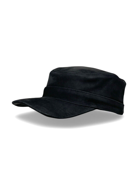 Herren Basecap Echt Leder Schildmütze Mützen Kappe Baseball Cap schwarz Nubuk